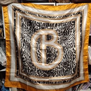Luxury Gold and Black "B" Initial Animal Print Silky Poly Scarf 34"